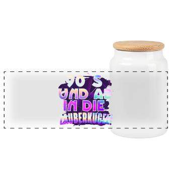 90 s Retro Vintage 1990 - Panorama Keksdose mit Holzdeckel - Weiß - Vorne