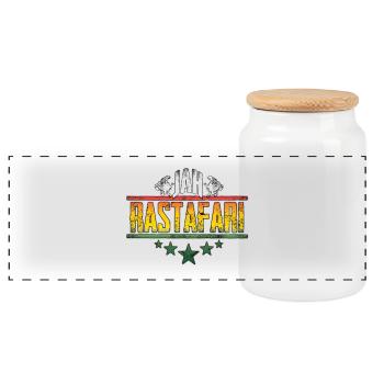 Conception d’affirmation rastafari de Jah - Boîte à biscuits avec couvercle en bois - blanc - Devant