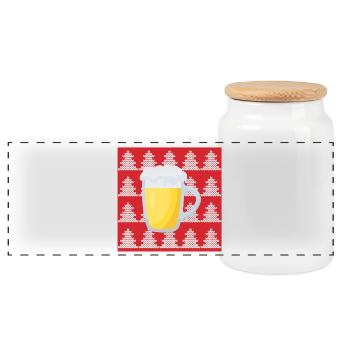 Ugly Christmas beer - Panoramic Cookie Jar with Wooden Lid - white - Front