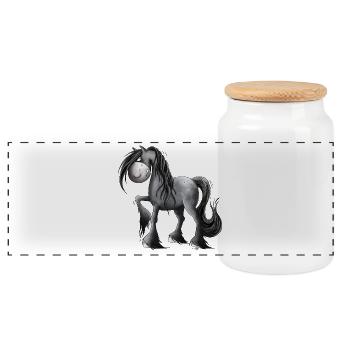 Cheval Grumpy I Bande Dessinée Pour Cavalier - Boîte à biscuits avec couvercle en bois - blanc - Devant