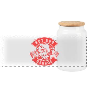 Hot Rod Garage V8 - Boîte à biscuits avec couvercle en bois - blanc - Devant