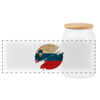 Slowenien Vintage Kreis / Flagge - Panorama Keksdose mit Holzdeckel - Weiß - Vorne
