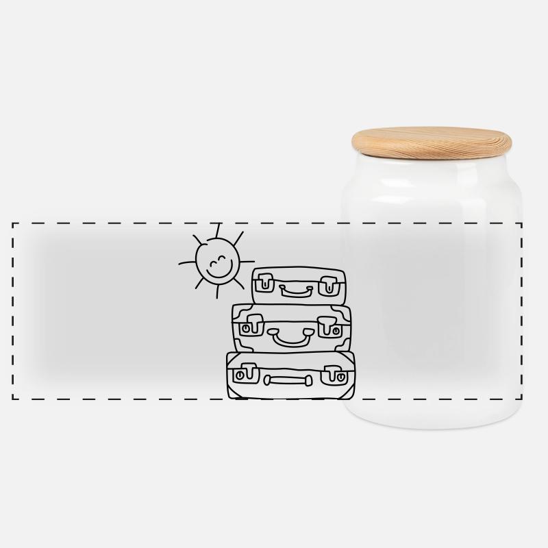 koffer sonne urlaub - Panorama Keksdose mit Holzdeckel - Weiß