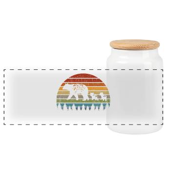 Rétro maman ours enfants animal nature cadeau - Boîte à biscuits avec couvercle en bois - blanc - Devant