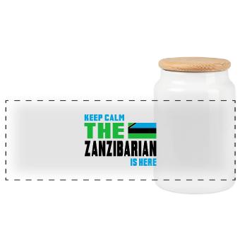 Keep Calm Zanzibar Design / Gift Tanzania - Boîte à biscuits avec couvercle en bois - blanc - Devant