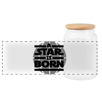 a star is born - Panoramic Cookie Jar with Wooden Lid - white - Front