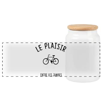 Le plaisir entre les jambes - Boîte à biscuits avec couvercle en bois - blanc - Devant
