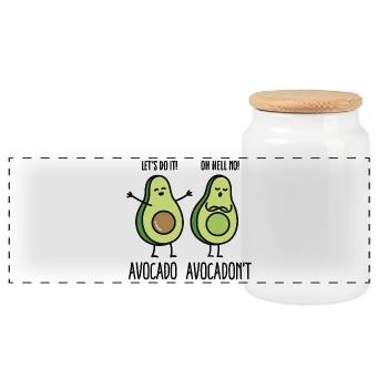 Avocado - Avocadon't - Boîte à biscuits avec couvercle en bois - blanc - Devant