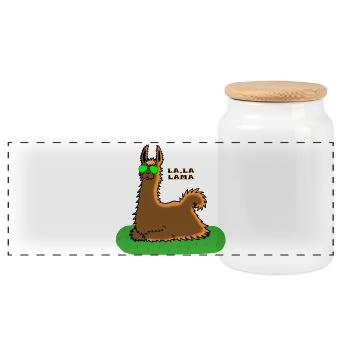 lama - Panoramic Cookie Jar with Wooden Lid - white - Front