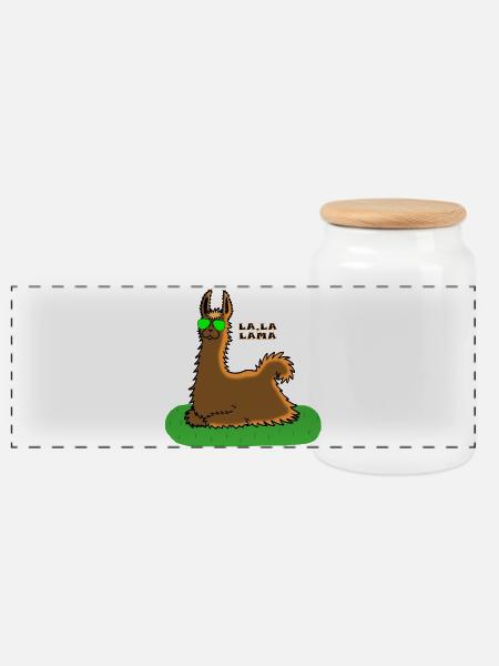 lama - Panorama Keksdose mit Holzdeckel - Weiß