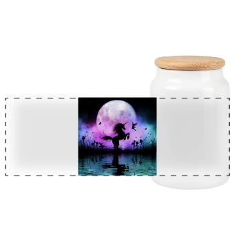 Merveilleuse licorne avec fée la nuit - Boîte à biscuits avec couvercle en bois - blanc - Devant