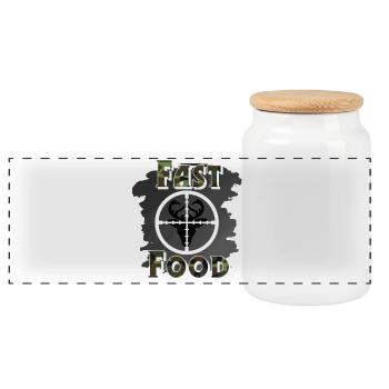 Hunters hunting - Panoramic Cookie Jar with Wooden Lid - white - Front
