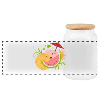 frecher Kawaii Cocktail mit Schirmchen - Panorama Keksdose mit Holzdeckel - Weiß - Vorne