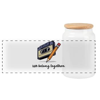 Lustig Kassette Vintage Retro Humorvoll Statement - Panorama Keksdose mit Holzdeckel - Weiß - Vorne