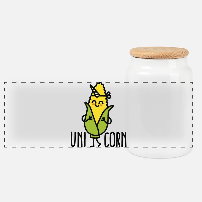 Wannabe uni-corn ( Unicorn ) - Panorama Keksdose mit Holzdeckel - Weiß