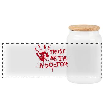 Trust me I'm a doctor - Panorama Keksdose mit Holzdeckel - Weiß - Vorne