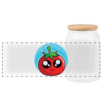 Conception drôle de tomate - Boîte à biscuits avec couvercle en bois - blanc - Devant
