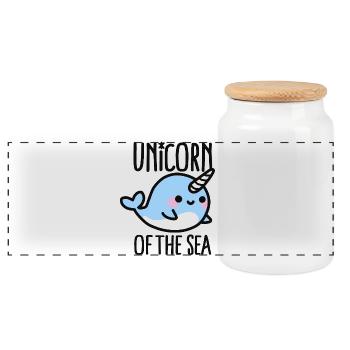 Unicorn of the sea - Panorama Keksdose mit Holzdeckel - Weiß - Vorne