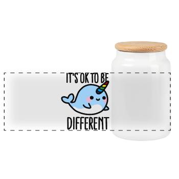 It's ok to be different - Panoramic Cookie Jar with Wooden Lid - white - Front