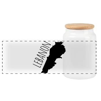 Lebanon - Panoramic Cookie Jar with Wooden Lid - white - Front