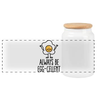 Always be egg-cellent - Panorama Keksdose mit Holzdeckel - Weiß - Vorne