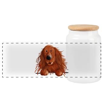 Neugieriger Irish Setter - Panorama Keksdose mit Holzdeckel - Weiß - Vorne