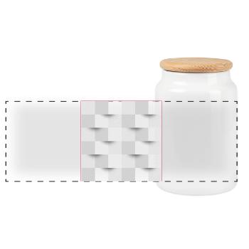 optical illusion - poster - Panoramic Cookie Jar with Wooden Lid - white - Front
