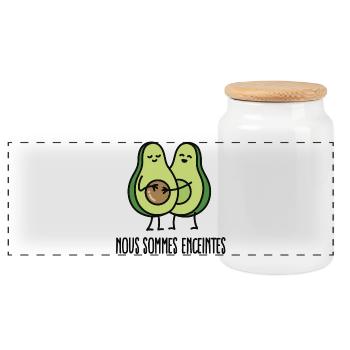 Nous sommes enceintes (avocat) - Boîte à biscuits avec couvercle en bois - blanc - Devant