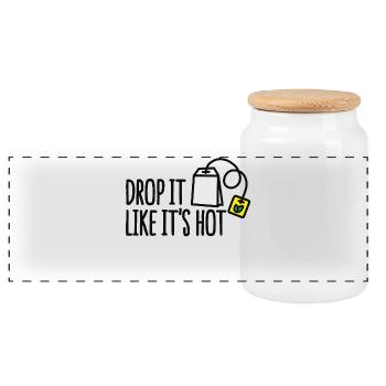 Drop it likes it's hot - Panorama Keksdose mit Holzdeckel - Weiß - Vorne
