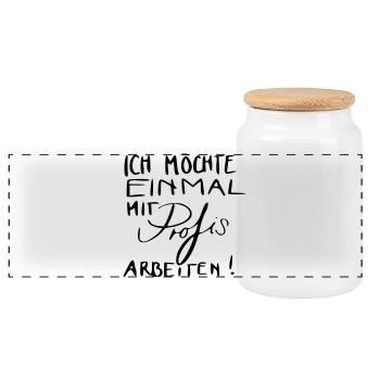 Ich möchte einmal mit Profis arbeiten! - Panorama Keksdose mit Holzdeckel - Weiß - Vorne