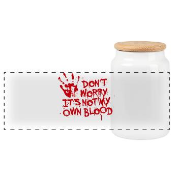 Don't worry, it's not my own blood - Panoramic Cookie Jar with Wooden Lid - white - Front