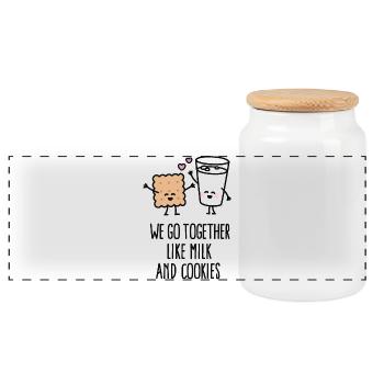 We go together like milk and cookies - Panorama Keksdose mit Holzdeckel - Weiß - Vorne
