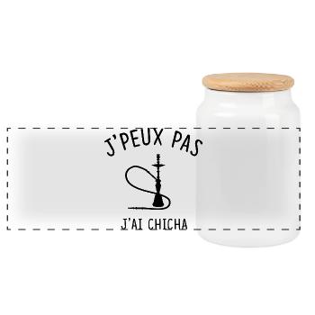 J'PEUX PAS J'AI CHICHA - Boîte à biscuits avec couvercle en bois - blanc - Devant