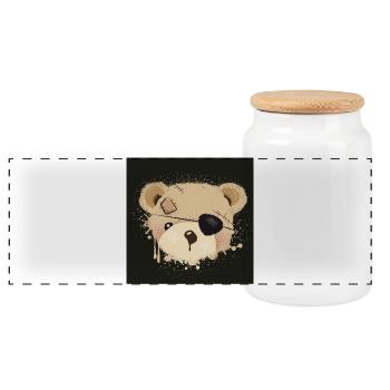 graffiti en peluche pirate avec cache-oeil - Boîte à biscuits avec couvercle en bois - blanc - Devant