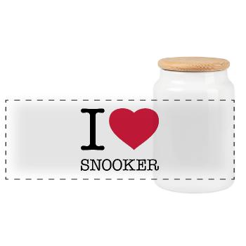 I LOVE SNOOKER Billiards - Panoramic Cookie Jar with Wooden Lid - white - Front