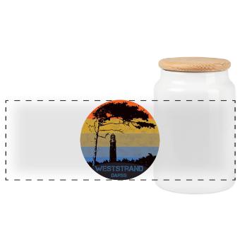 Ostsee, Darss, Weststrand - Panorama Keksdose mit Holzdeckel - Weiß - Vorne
