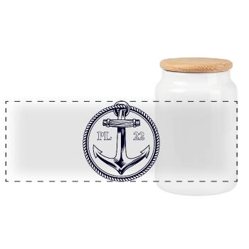 PL22 Marine Anchor - Panoramic Cookie Jar with Wooden Lid - white - Front