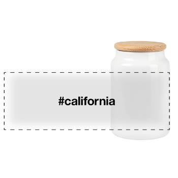 CALIFORNIA, California, USA - Panoramic Cookie Jar with Wooden Lid - white - Front