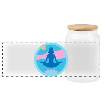 Yoga - Panorama Keksdose mit Holzdeckel - Weiß - Vorne