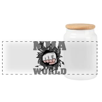 MMA Faust Symbol Kampfsport Illustration icon Logo - Panorama Keksdose mit Holzdeckel - Weiß - Vorne