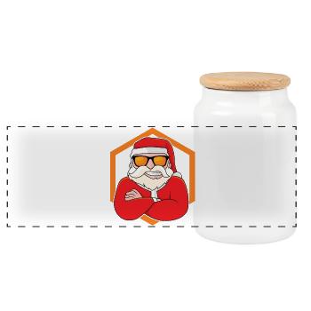 Cool Santa Claus - Panoramic Cookie Jar with Wooden Lid - white - Front