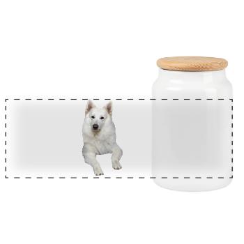 Schäferhund weißer Schäferhund Schweizer Hunde - Panorama Keksdose mit Holzdeckel - Weiß - Vorne