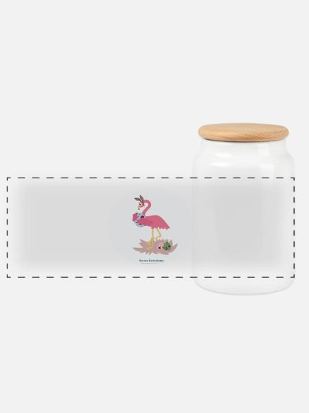 New Easter bunny - Panoramic Cookie Jar with Wooden Lid - white