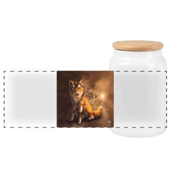 Steamfox - Panoramic Cookie Jar with Wooden Lid - white - Front