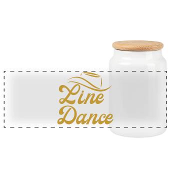 Klasse Geschenkidee für Line Dancer: "Line Dance" - Panorama Keksdose mit Holzdeckel - Weiß - Vorne