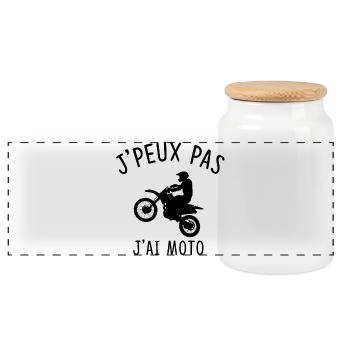 J'PEUX PAS J'AI MOTO - Boîte à biscuits avec couvercle en bois - blanc - Devant