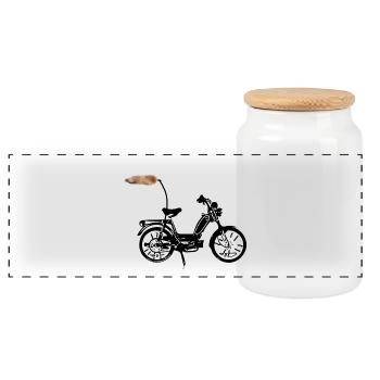 Fur accent stripes - Panoramic Cookie Jar with Wooden Lid - white - Front