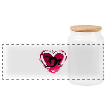 figure skating - Panoramic Cookie Jar with Wooden Lid - white - Front
