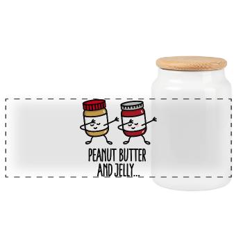 Dabbing dab peanut butter and jelly jar - Boîte à biscuits avec couvercle en bois - blanc - Devant