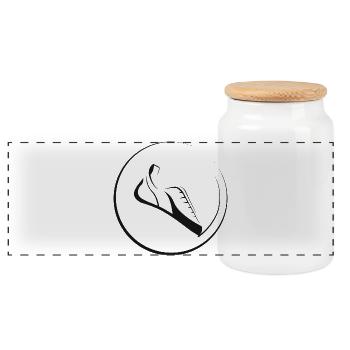 bouldering boulder symbol climbing shoes logo - Panoramic Cookie Jar with Wooden Lid - white - Front